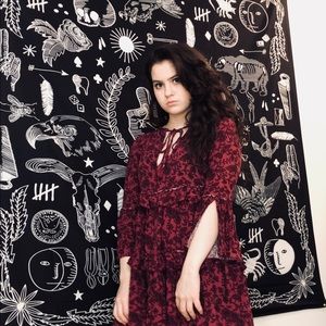 Red floral flowy tunic/dress depending on height